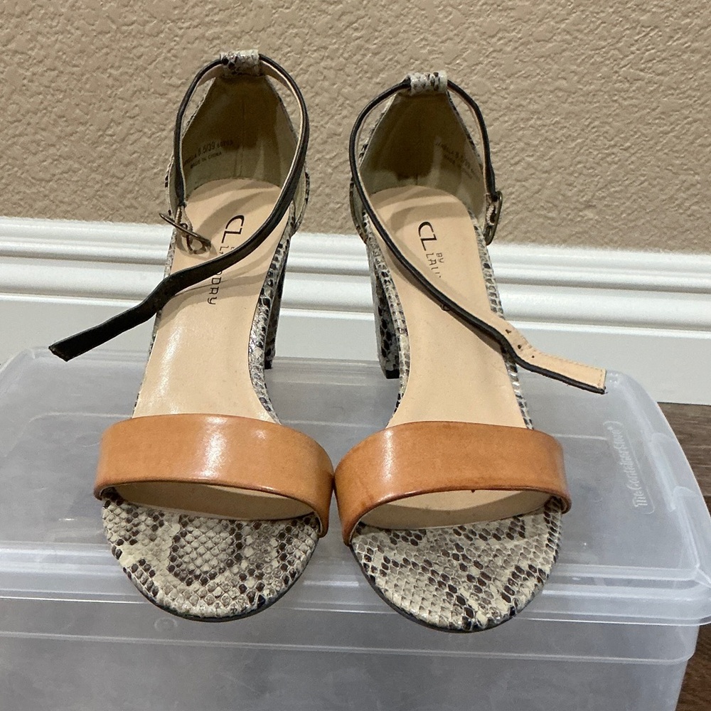 CL by Chinese Laundry Snakeskin and Tan Heels